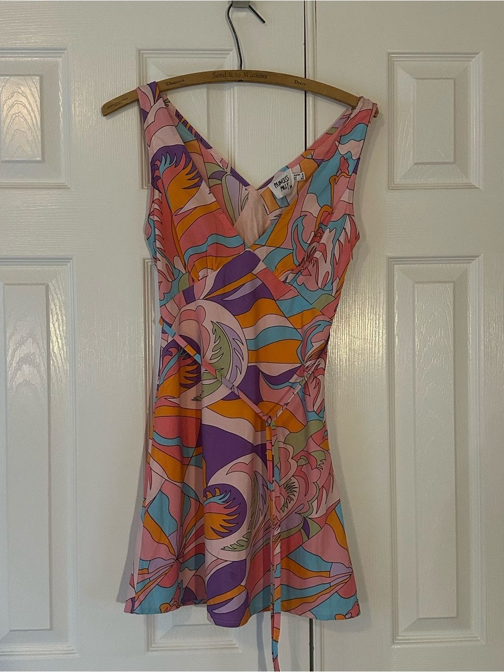 Princess Polly Pink Orange Purple Abstract Tie Mini Dress